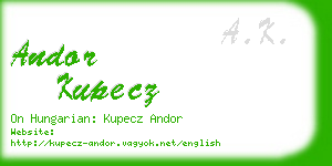 andor kupecz business card